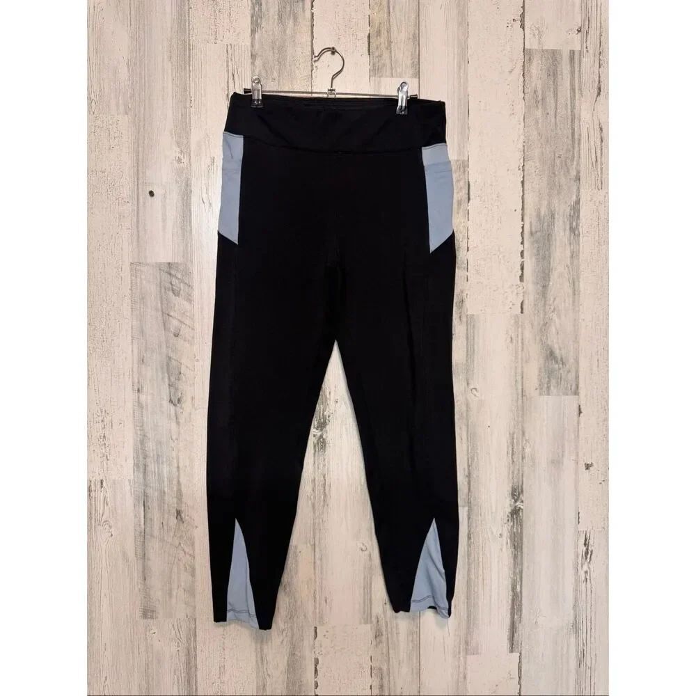 MP Black Leggings Womens Size Extra Large XL Blue Gray Color Block Panels Pocket